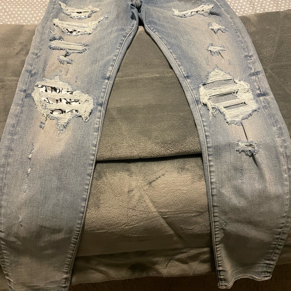 Amiri light blue bones denim